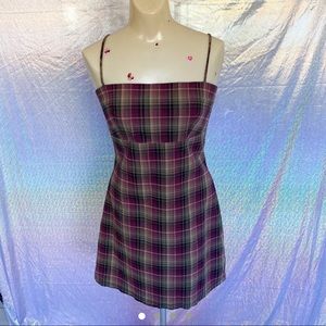 Vintage 1990’s Plaid Square Neck Dress